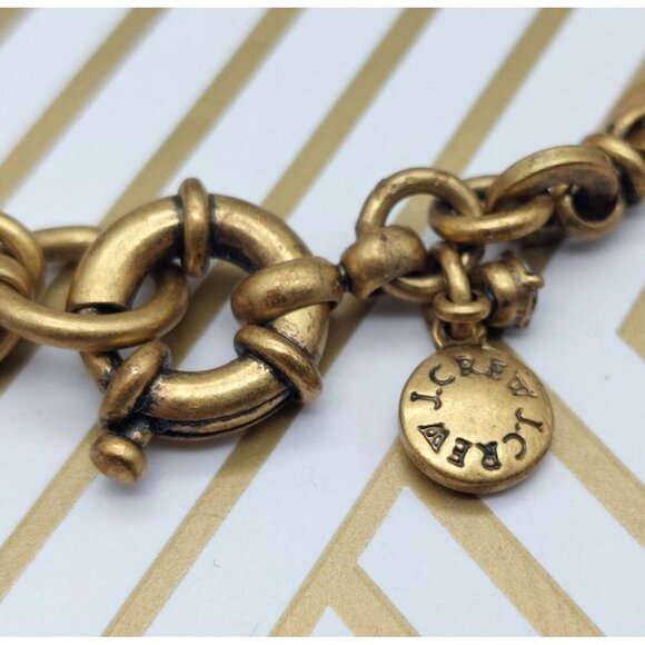 J.Crew Gold Tone Chain Gray Crystal Blue Bead Collar Length Statement Necklace - Picture 9 of 9